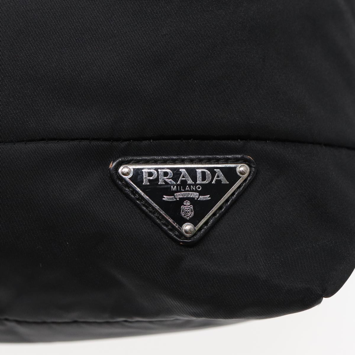 PRADA Tote Bag Nylon 2way Black Silver Auth ac3238