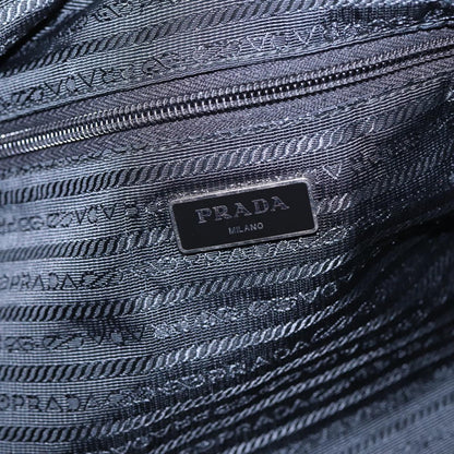 PRADA Tote Bag Nylon 2way Black Silver Auth ac3238