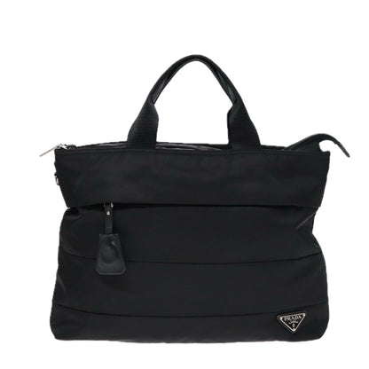 PRADA Tote Bag Nylon 2way Black Silver Auth ac3238