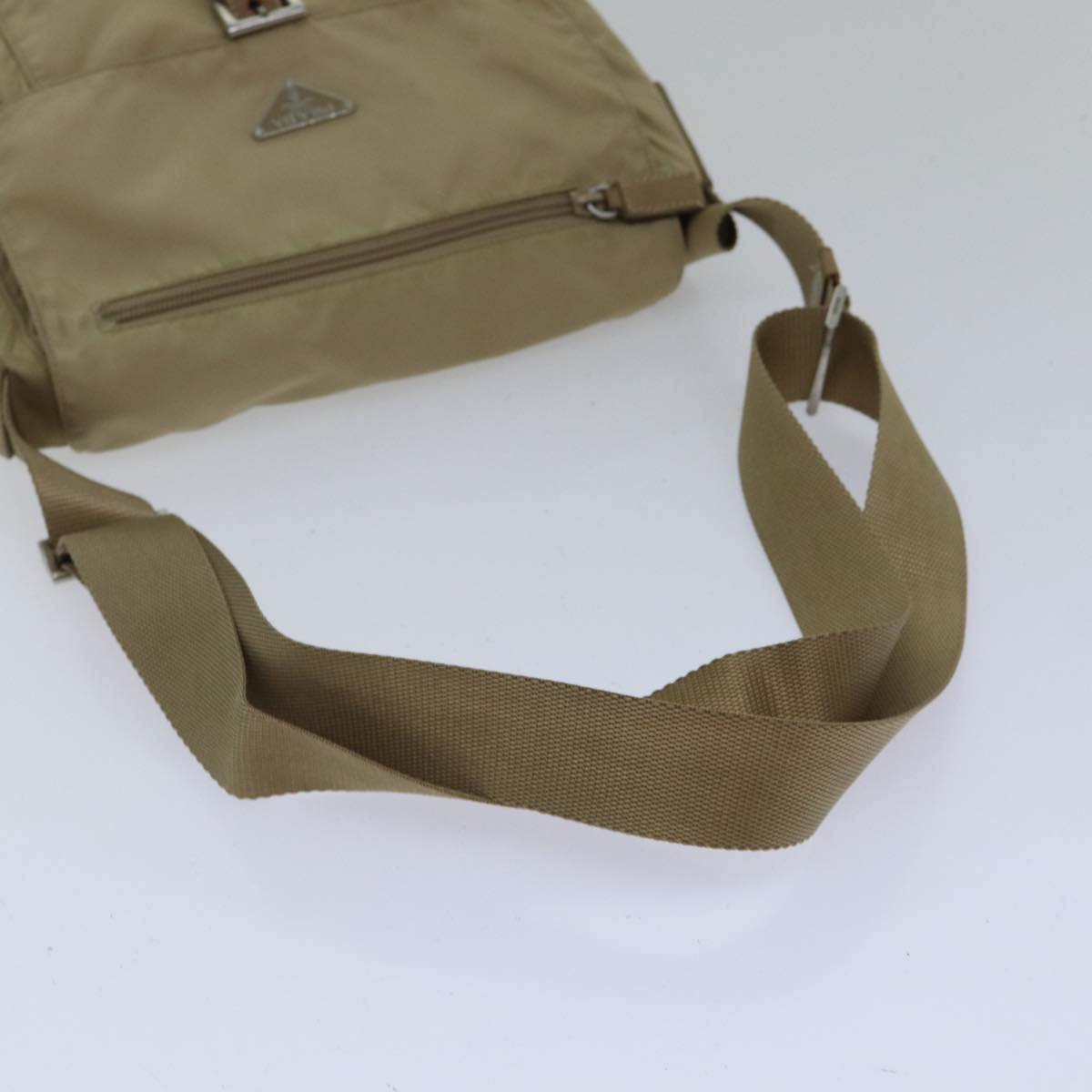 PRADA Shoulder Bag Nylon Beige Auth ac3250