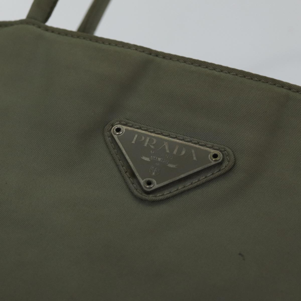 PRADA Tote Bag Nylon Beige Auth ac3252