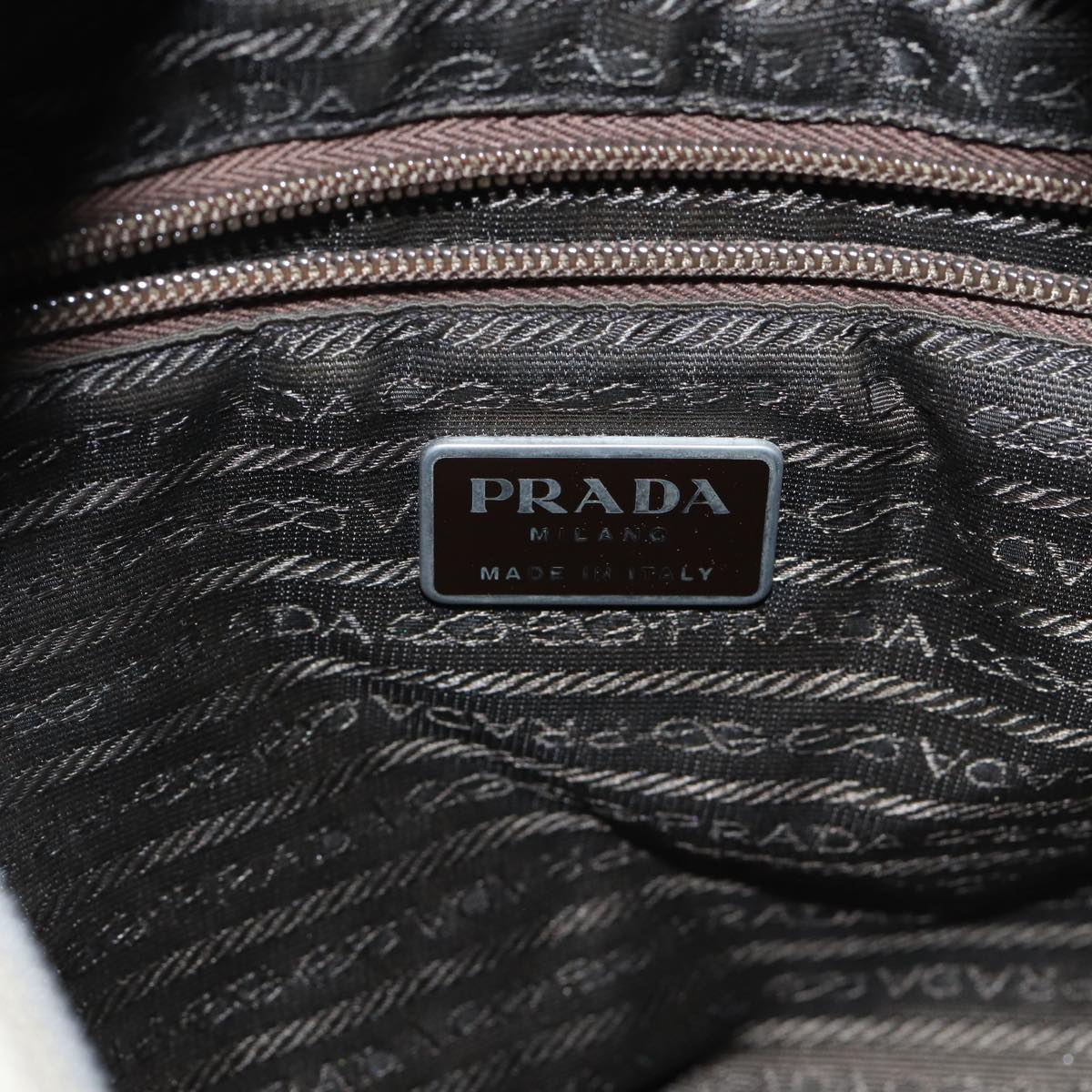 PRADA Tote Bag Nylon Beige Auth ac3252