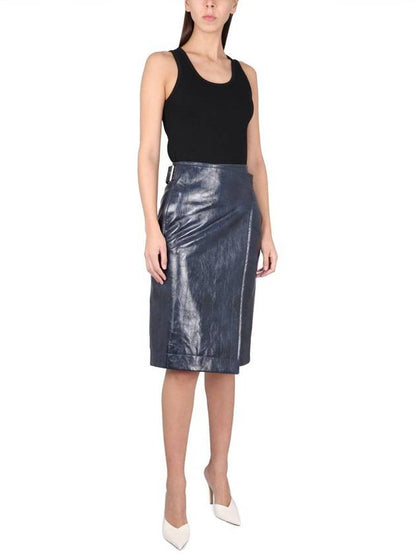 Luxury Bottega Veneta 23 ss Leather Midi Skirt 743739V2QS04217 B0040300445
