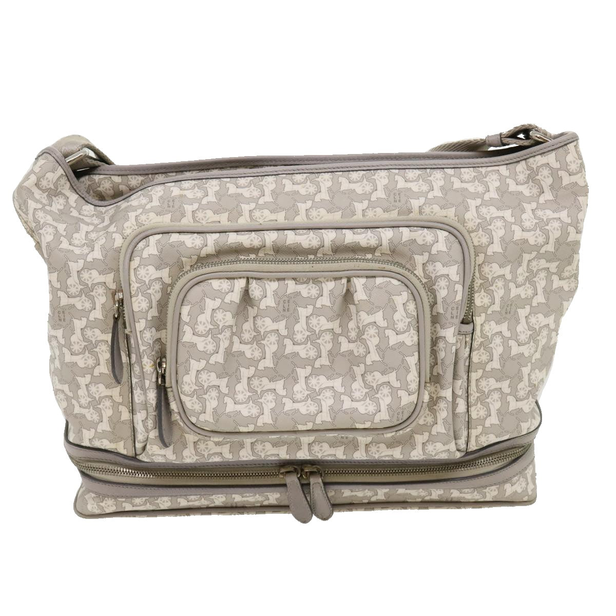 Celine Salky Pattern Shoulder Bag Ai Tominaga PVC Leather Gray  ac919