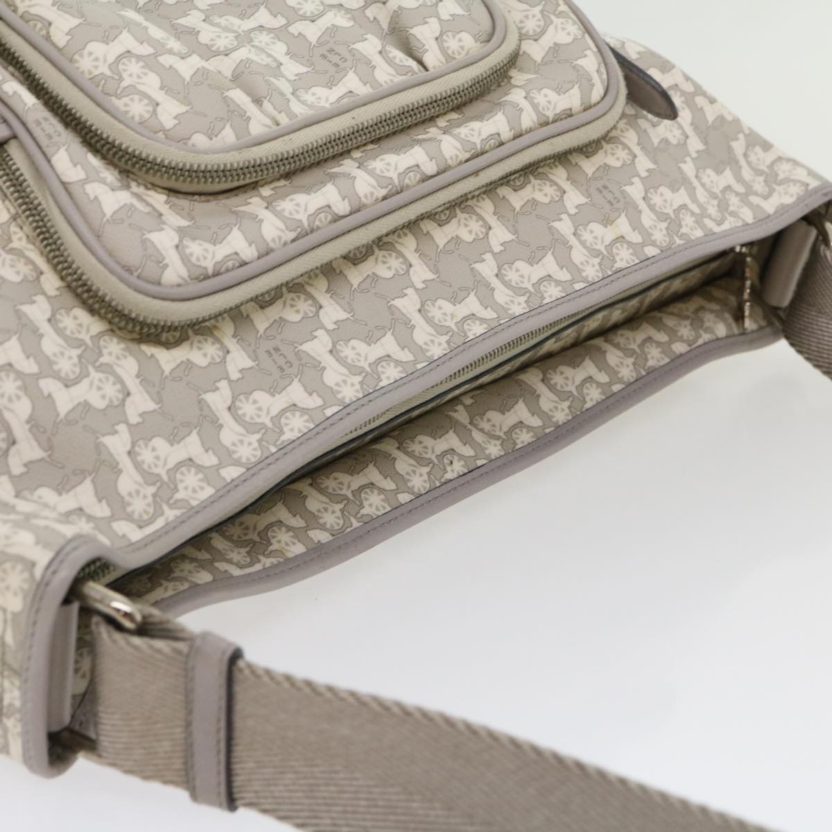 Celine Salky Pattern Shoulder Bag Ai Tominaga PVC Leather Gray  ac919