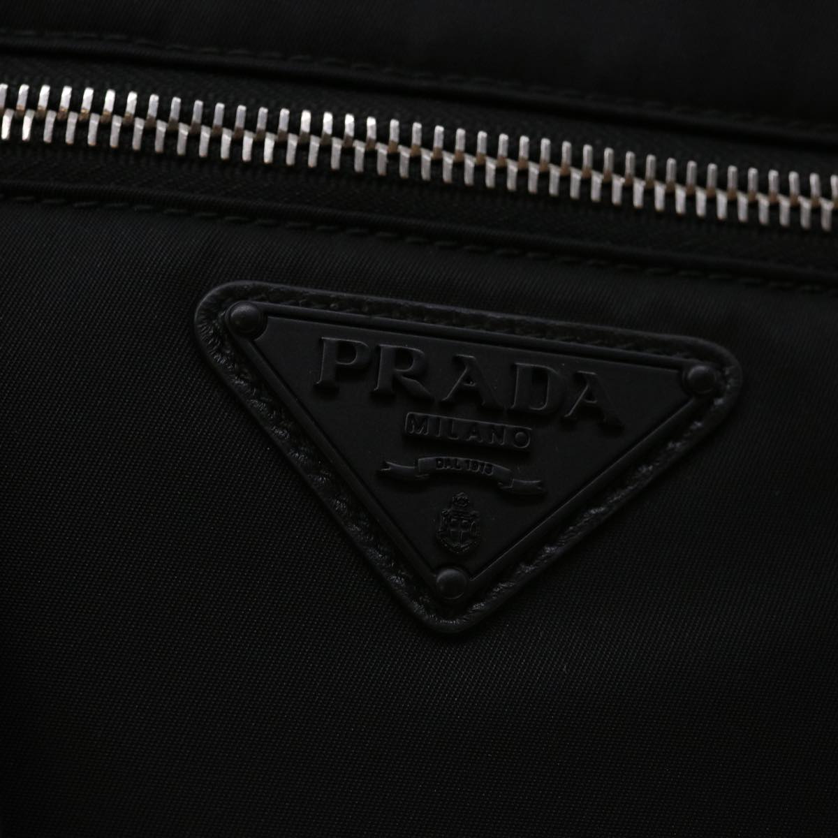 PRADA Clutch Bag Nylon Leather Black Orange Auth ac997