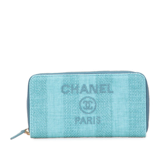 Chanel Deauville Stripe Canvas Long Wallet