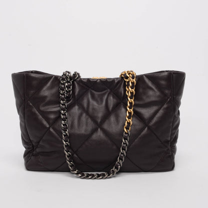 Chanel Aubergine Quilted Lambskin 19 East West Shopping Tote