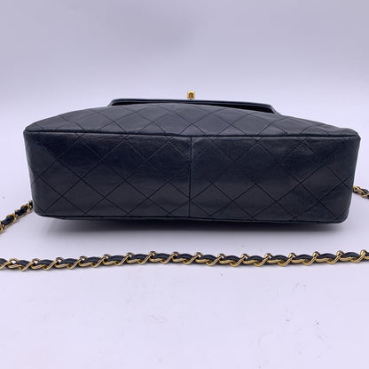 Chanel Vintage Black Quilted Trapeze Flap Shoulder Bag with Wallet