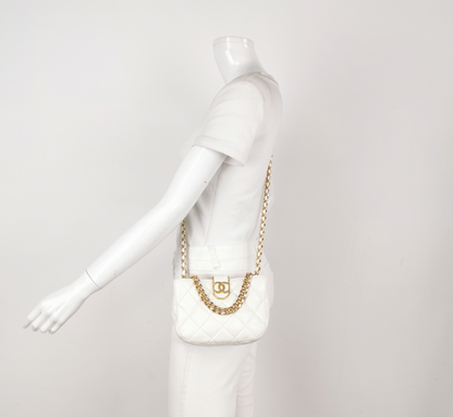 Chanel double C logo chain bag **cm white Sheepskin