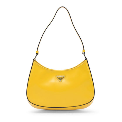 Prada Yellow Brushed Calfskin Cleo Shoulder Bag