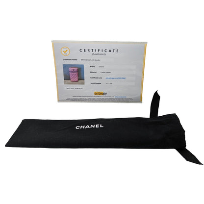 Chanel Rose Quilted Caviar Vanity O-Phone Holder With Chain