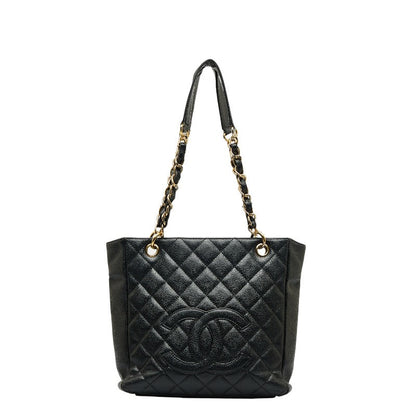 Chanel Cocomark Mattress PT Tortoise Chain Handbag Black Gold Caviar S  CHANEL
