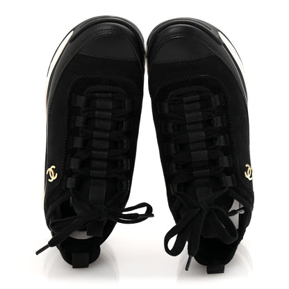 Velvet Calfskin Mixed Fibers CC Sneakers 36 Black