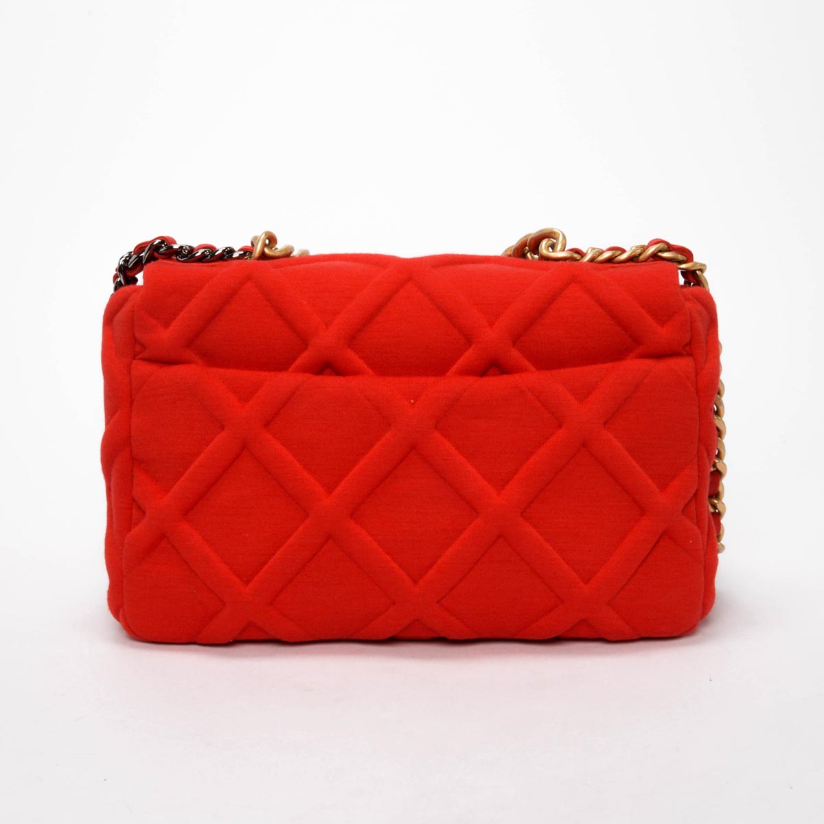 Chanel Red Quilted Jersey Large Chanel 19 Bag