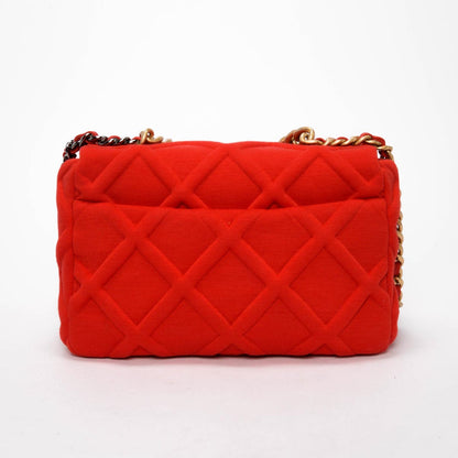Chanel Red Quilted Jersey Large Chanel 19 Bag