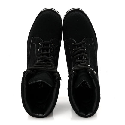 Tweed Lace Up Short Boots 37 Black