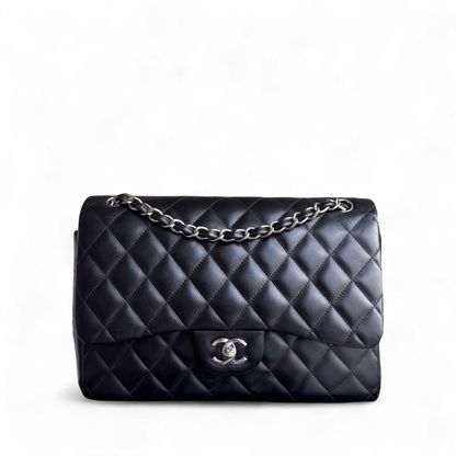 Chanel Classic Flap Jumbo - Double Flap 30CM Quilted Black Silver Hardware Series 19
