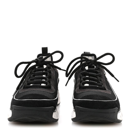 Velvet Calfskin Mixed Fibers CC Sneakers 39.5 Black