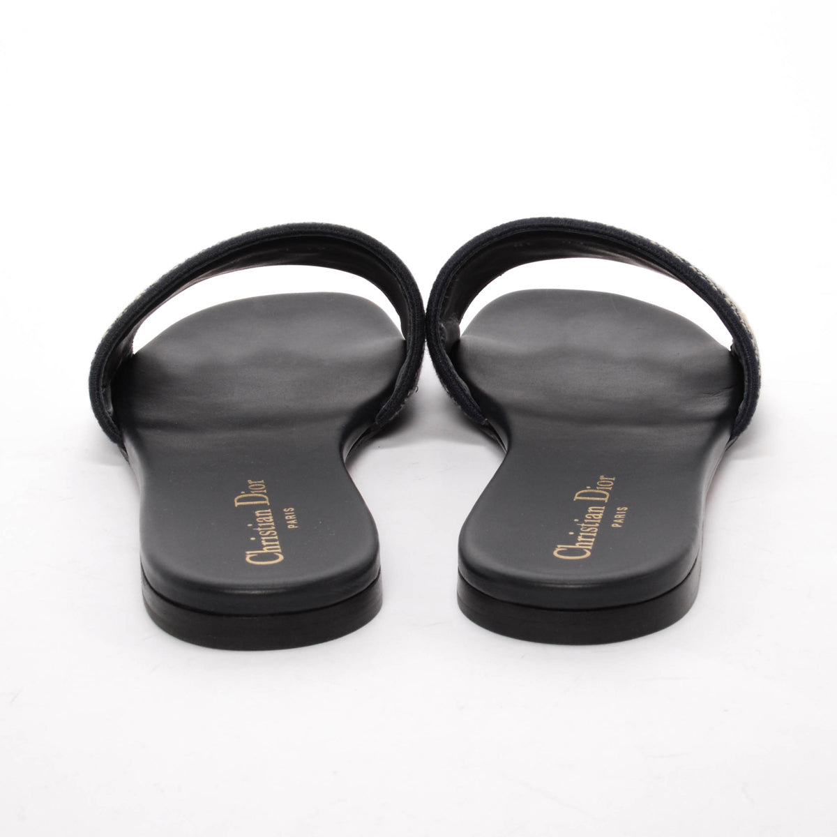 Dior Deep Blue Embroidered Canvas DWay Slides 39