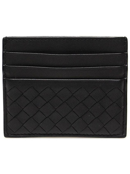 Luxury Bottega Veneta 162150 Black Intrecciato Nappa VN Card Wallet