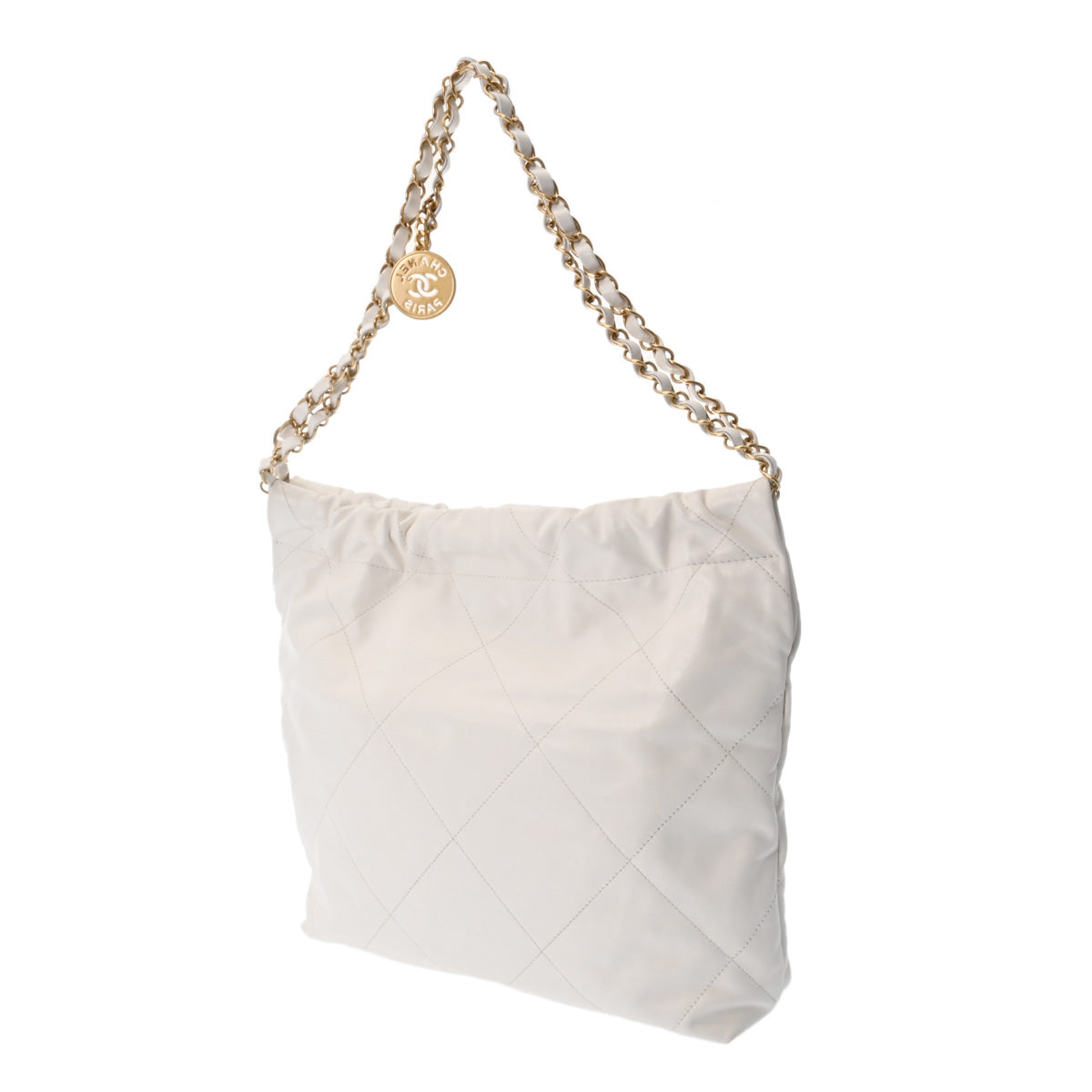 CHANEL CHANEL CHANEL 22 Small Handbag White Gold  AS3260  Shineykerf Handbags A-Rank Middle-Range Silver Silver Silver Silver Silver Gold