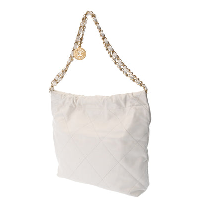 CHANEL CHANEL CHANEL 22 Small Handbag White Gold  AS3260  Shineykerf Handbags A-Rank Middle-Range Silver Silver Silver Silver Silver Gold
