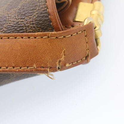 Celine Macadam Canvas Shoulder Bag PVC Leather Brown  ai095