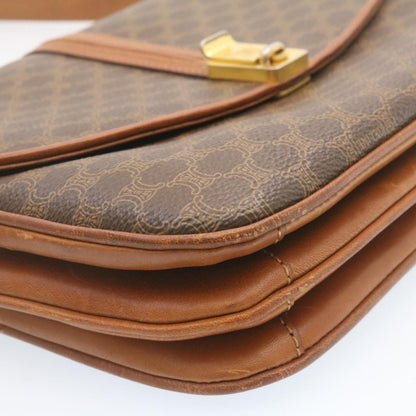 Celine Macadam Canvas Shoulder Bag PVC Leather Brown  ai095