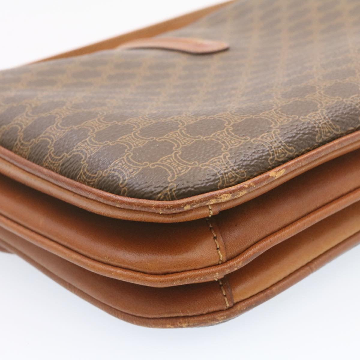 Celine Macadam Canvas Shoulder Bag PVC Leather Brown  ai095