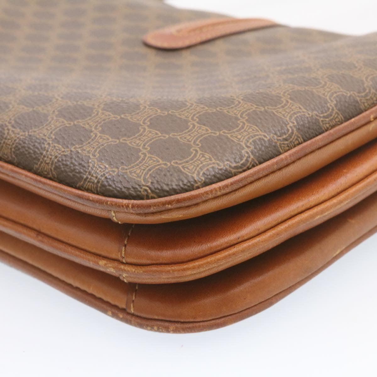 Celine Macadam Canvas Shoulder Bag PVC Leather Brown  ai095