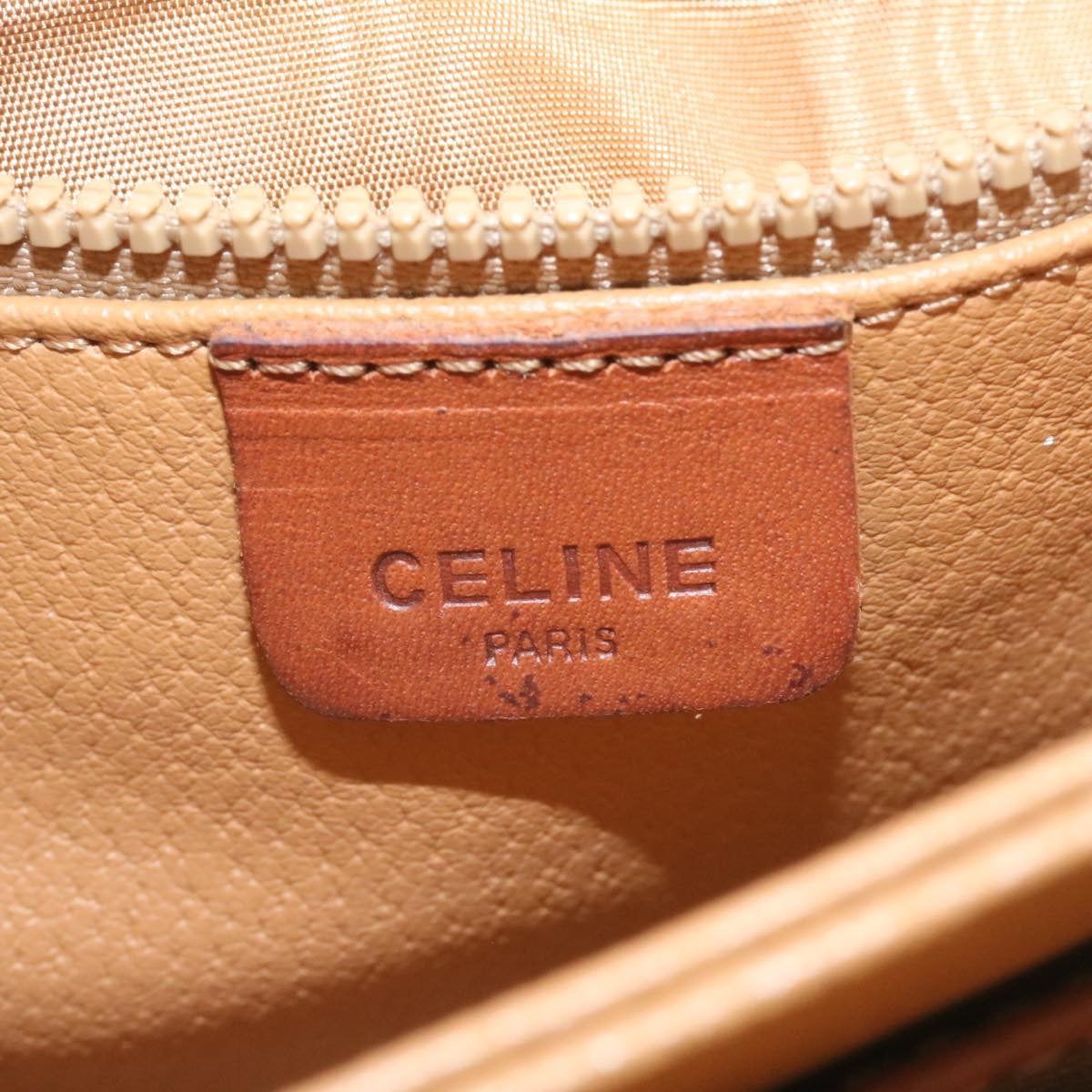 Celine Macadam Canvas Shoulder Bag PVC Leather Brown  ai095