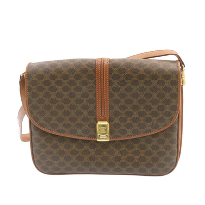 Celine Macadam Canvas Shoulder Bag PVC Leather Brown  ai095