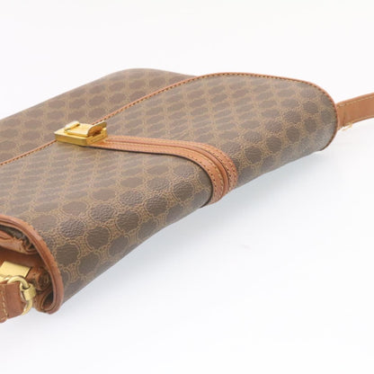 Celine Macadam Canvas Shoulder Bag PVC Leather Brown  ai095