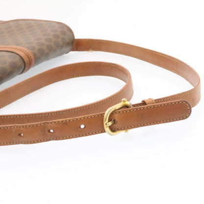 Celine Macadam Canvas Shoulder Bag PVC Leather Brown  ai095