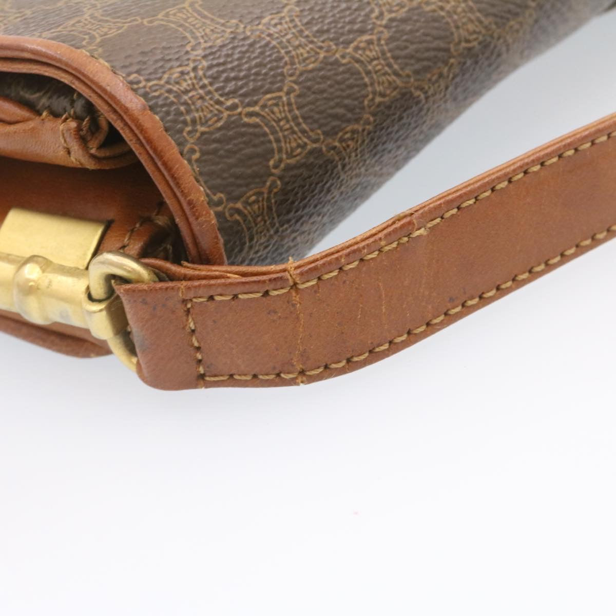 Celine Macadam Canvas Shoulder Bag PVC Leather Brown  ai095