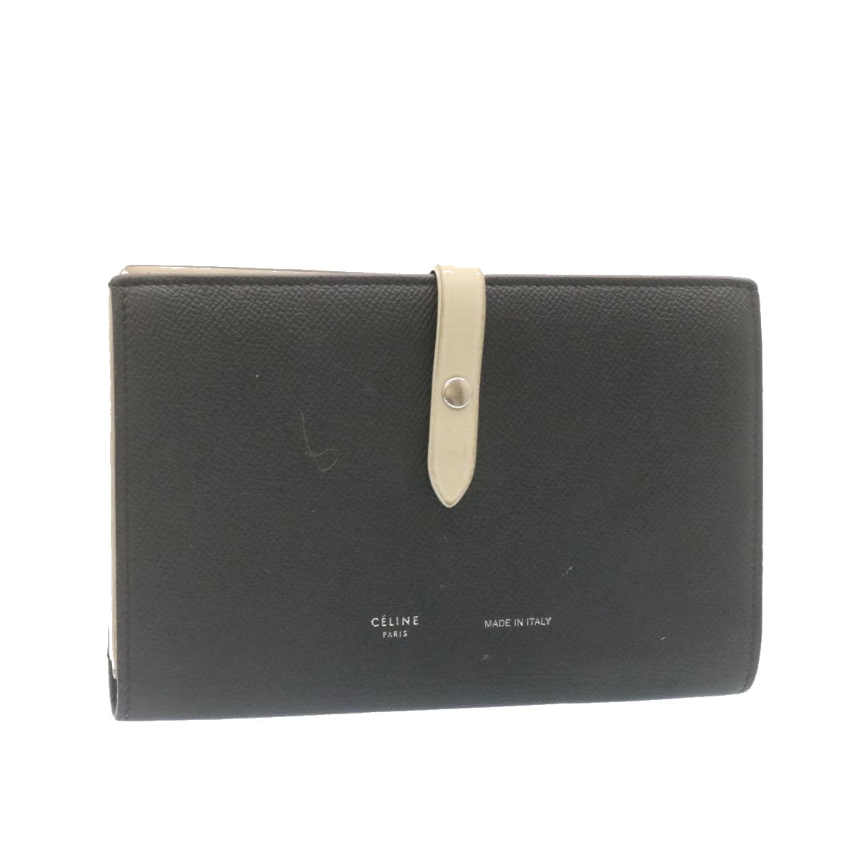 Celine Large Strap Wallet Leather Black  ai152