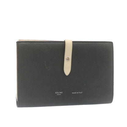 Celine Large Strap Wallet Leather Black  ai152