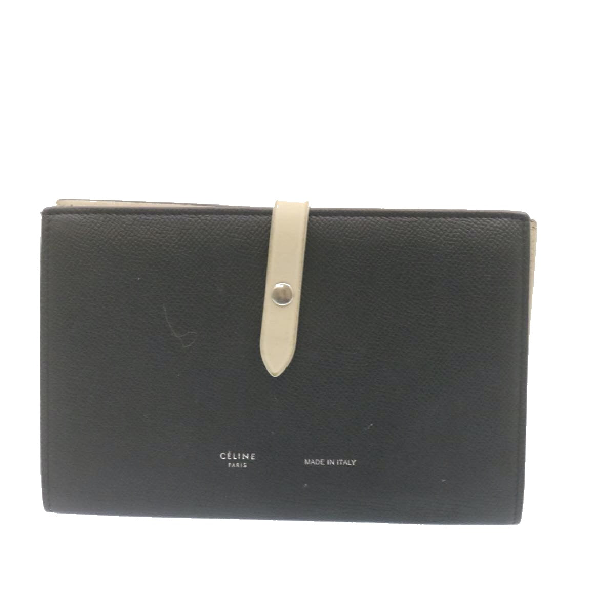 Celine Large Strap Wallet Leather Black  ai152