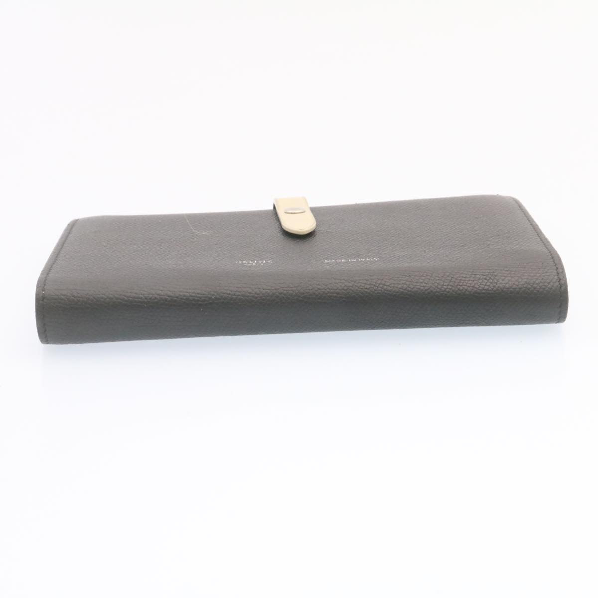 Celine Large Strap Wallet Leather Black  ai152
