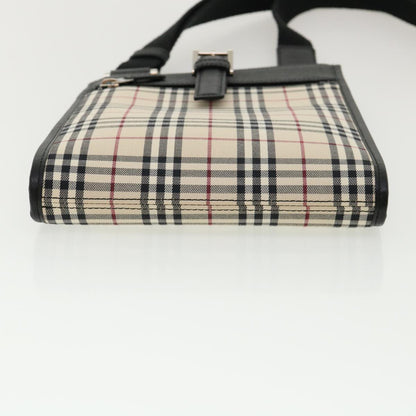Burberry Nova Check Shoulder Bag Canvas Leather Beige Black Auth ai430A