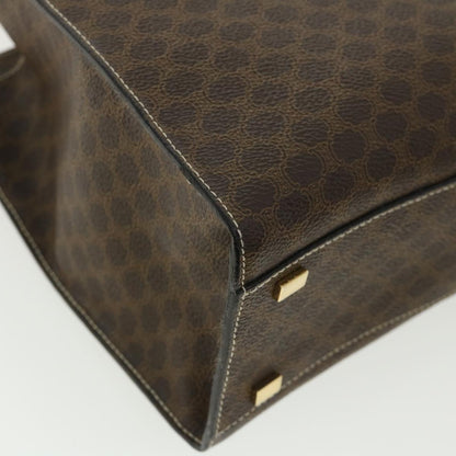 Celine Macadam Canvas Hand Bag PVC Leather Brown  am3558