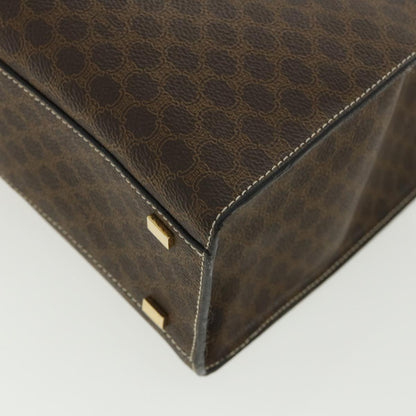 Celine Macadam Canvas Hand Bag PVC Leather Brown  am3558
