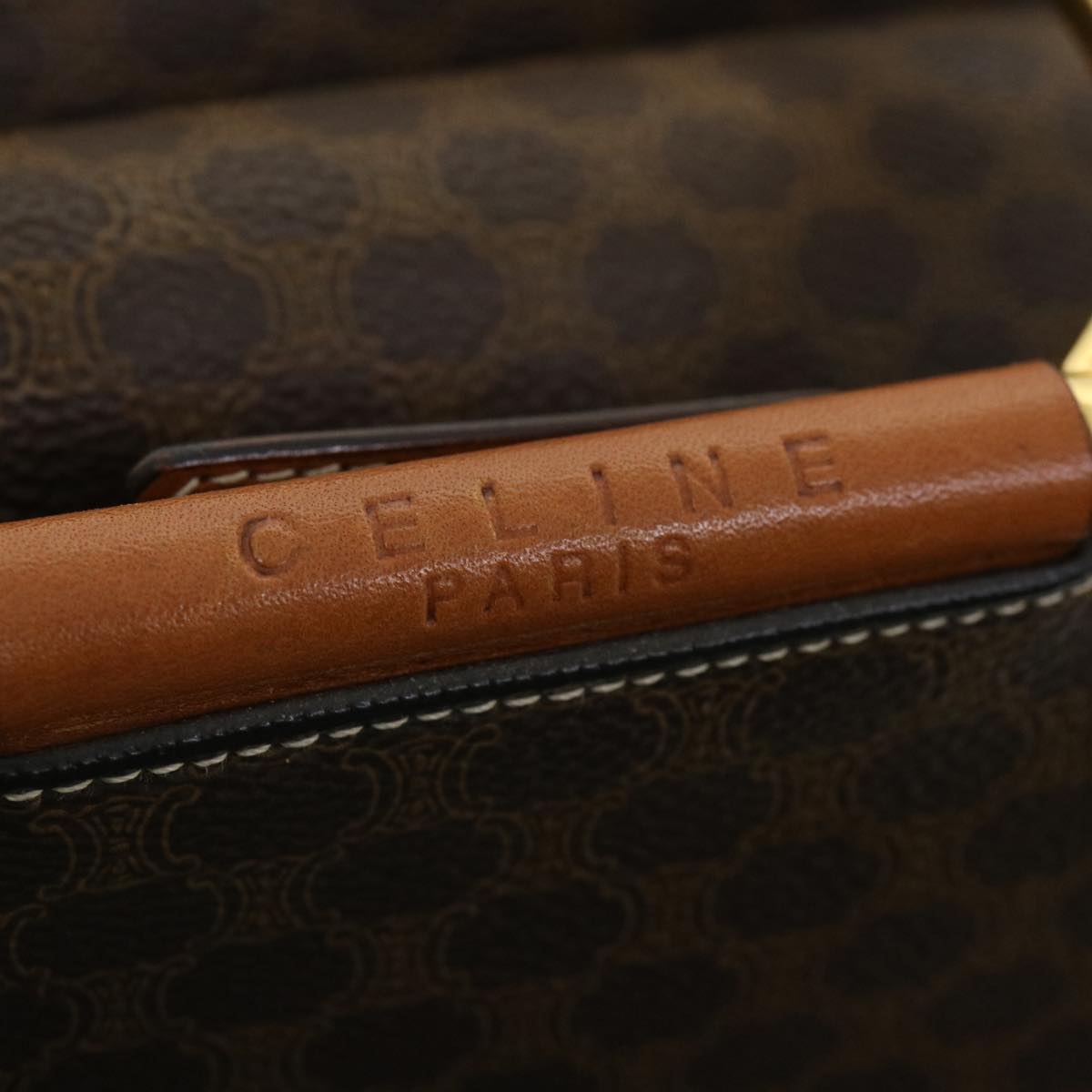 Celine Macadam Canvas Hand Bag PVC Leather Brown  am3558
