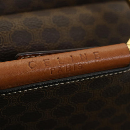 Celine Macadam Canvas Hand Bag PVC Leather Brown  am3558