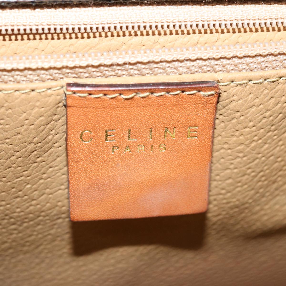 Celine Macadam Canvas Hand Bag PVC Leather Brown  am3558