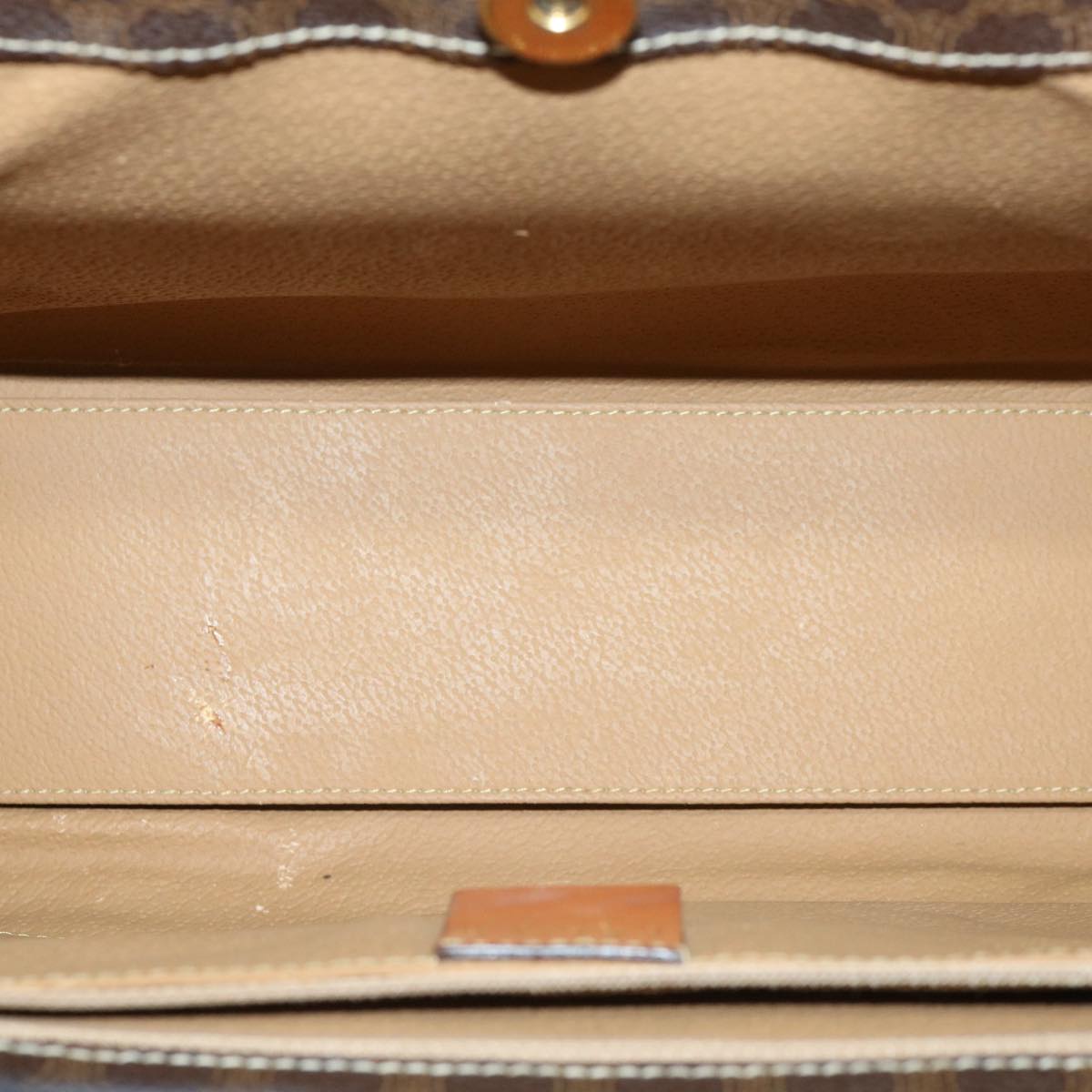 Celine Macadam Canvas Hand Bag PVC Leather Brown  am3558