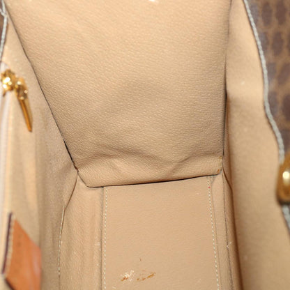 Celine Macadam Canvas Hand Bag PVC Leather Brown  am3558