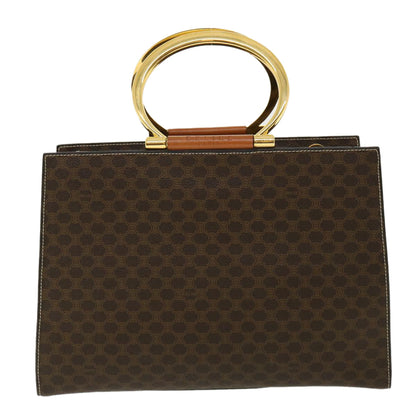Celine Macadam Canvas Hand Bag PVC Leather Brown  am3558