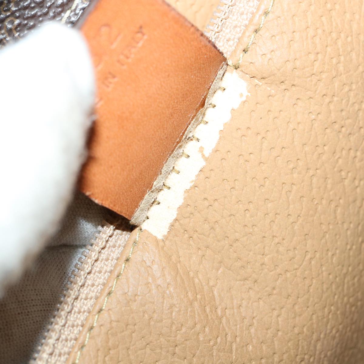 Celine Macadam Canvas Hand Bag PVC Leather Brown  am3558